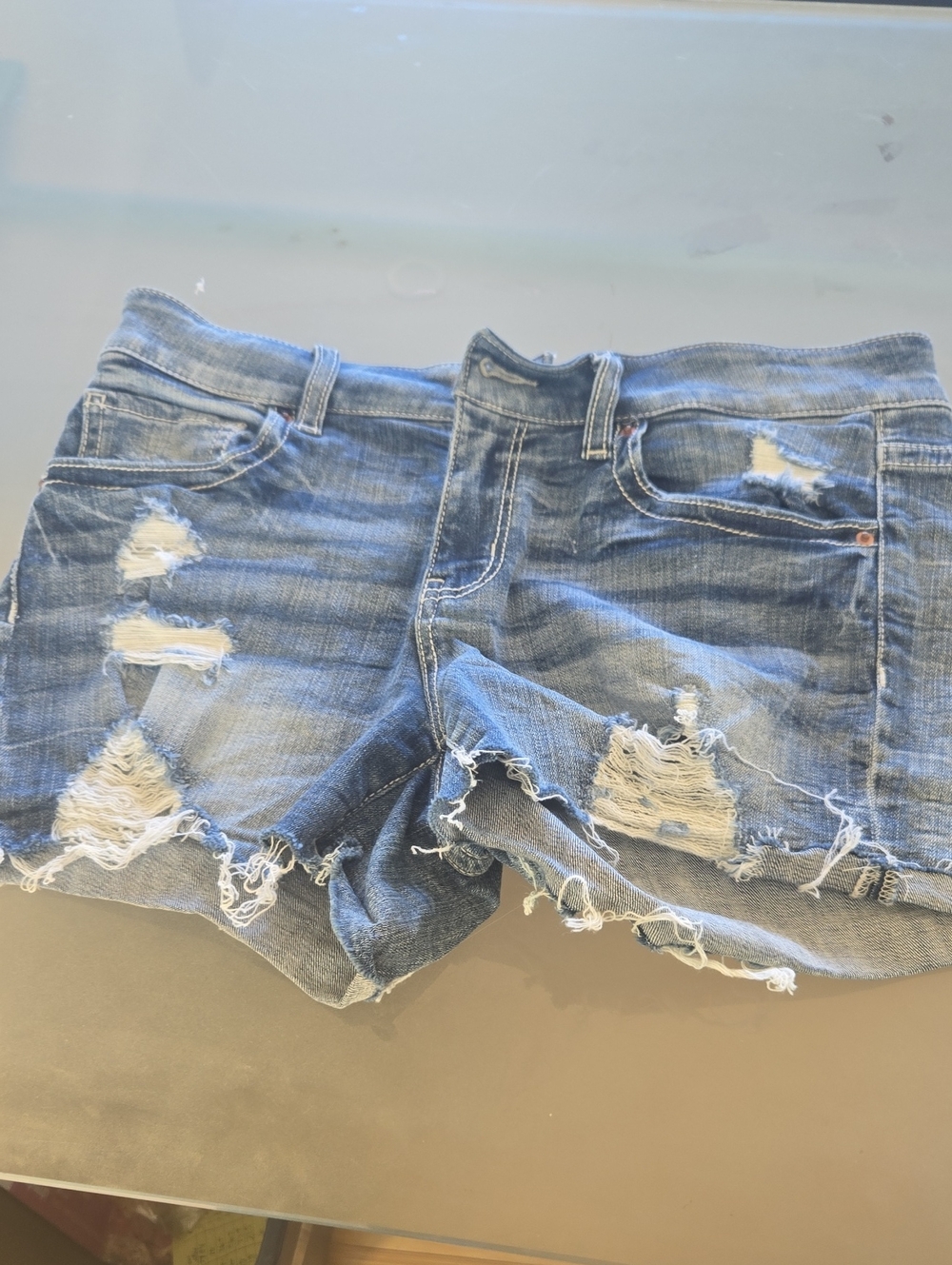 Distressed Women’s Denim Shorts - Blue
